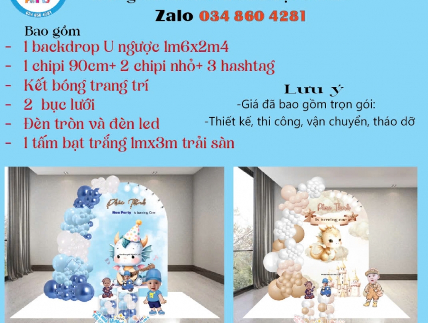 Background Trang trí Thôi nôi bé trai tuổi Rồng