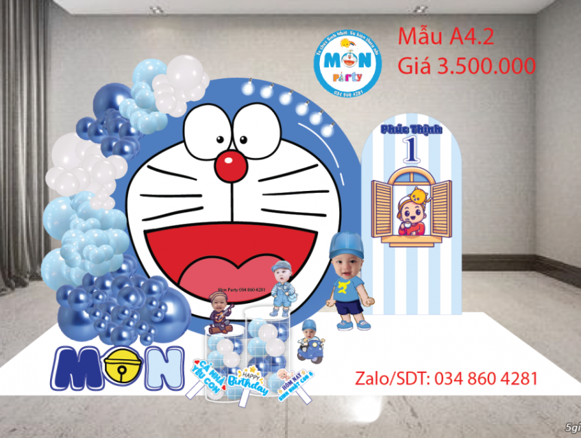 Trang trí Background sinh nhật Doremon