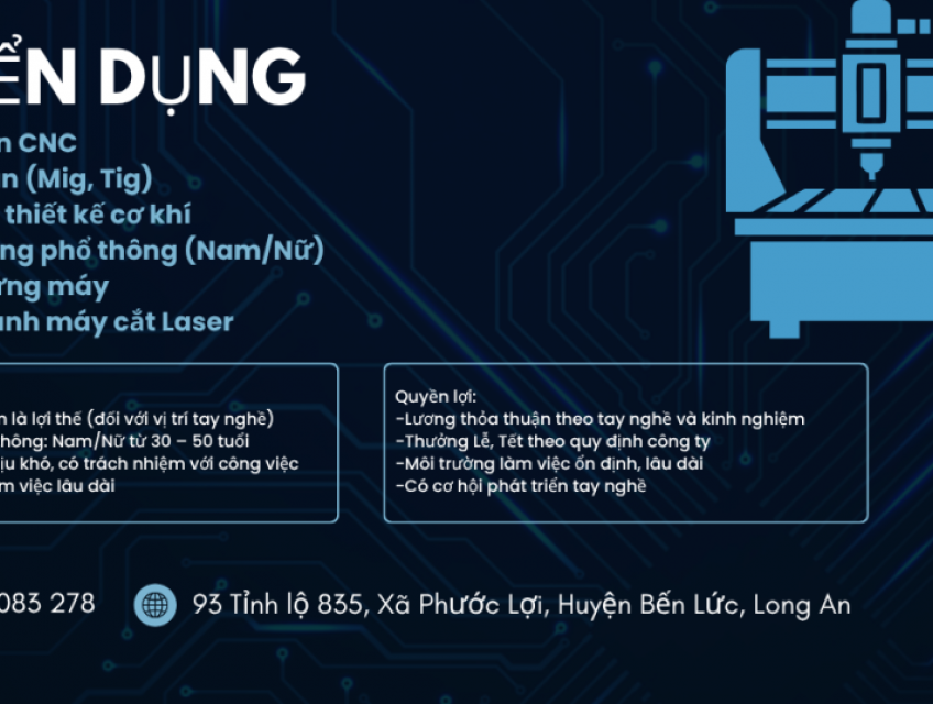 CÔNG TY CƠ KHÍ HUY LÂM TUYỂN DỤNG NHÂN SỰ