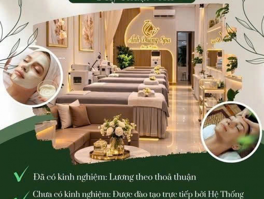 ÁNH DƯƠNG SPA cơ sở 4 tại Bắc Giang cần tuyển 5 KTV SPA đi làm ngay