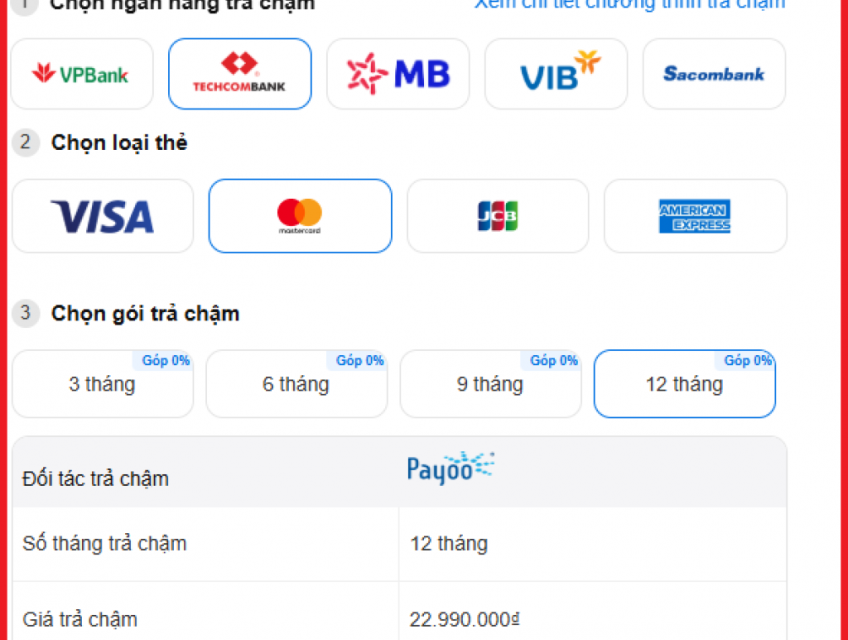 Nhờ tư vấn về mua hàng theo kiểu trả góp