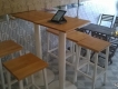 Cần bán lại 4 bộ bàn gỗ ngồi cao phù hợp cho quán trà sữa-quán cafe ( có hình thật)