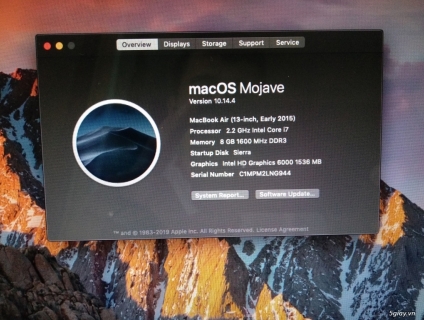 Hcm. Bán Macbook Air MJVG2-Early 2015/core i7/ram8g/ssd256. Giá 18tr