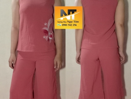 bộ đồ đũi ống rộng sát nách