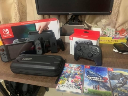 Bán nintendo switch + tay cầm + 3 game