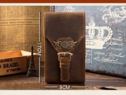 Bao Da Điện Thoại Đeo Thắt Lưng Gọn Da Bò Sáp Ngựa Điên