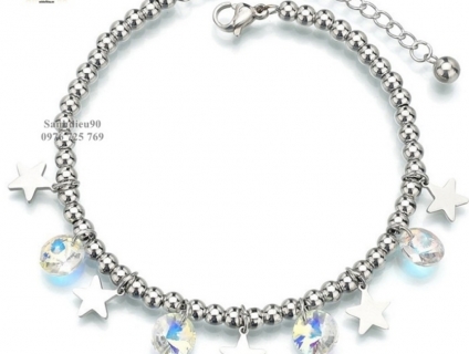 Lắc tay titan mặt ngôi sao + đá ngũ sắc 384