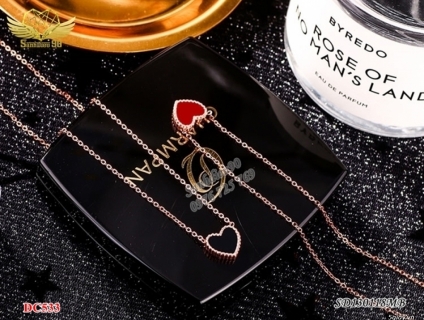 Dây chuyền titan mặt trái tim đỏ 533