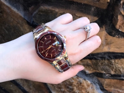 Đồng hồ đeo tay dây đá ceramic xanh độc lạ, đồng hồ nam dây đá ceramic