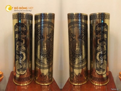Ống đạn pháo ăn mòn tranh tứ quý và mặt trống đồng