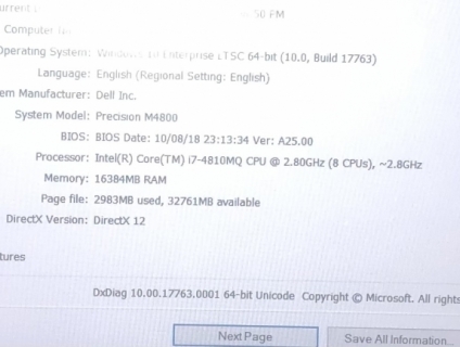 M4800 i7/16g/K1100/ssd256/hdd750/15.6inch ngoại hình xấu