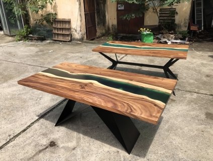 BÀN GỖ CHÂN SẮT EPOXY