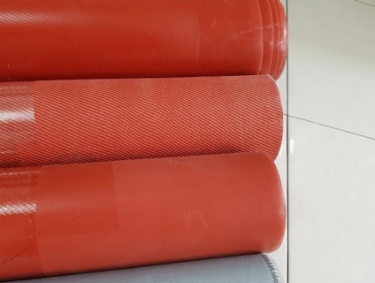 Vải thủy tinh phủ silicone chịu nhiệt 260 độ C màu đỏ và xám