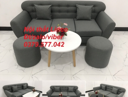 Sofa băng màu xám lông chuột đậm đen Sofa văng Nội Thất Linco Cần Thơ