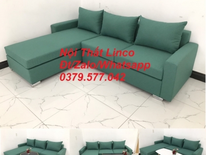 sofa, ghế sofa góc giá rẻ, sofa góc L màu xanh Nội Thất Linco Cần Thơ
