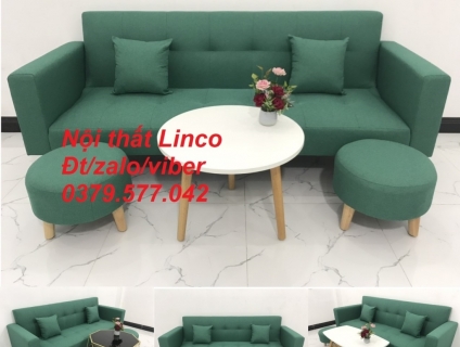 Bộ ghế sofa giường sopha bed (băng) xanh ngọc lá cây Linco Bình Thuận