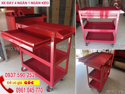 Xe đẩy dụng cụ 4 ngăn 1 ngăn kéo khóa giá rẻ tại HCM