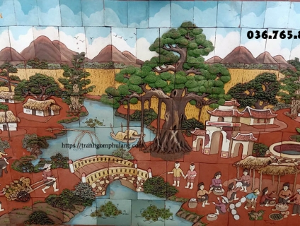 Tranh gốm đồng Quê đẹp