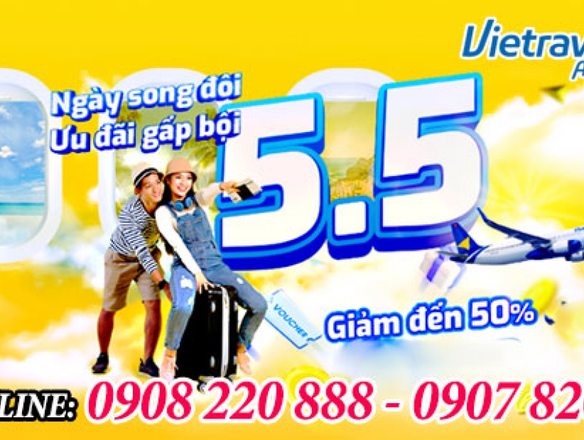 Vietravel Airlines giảm 50% giá vé ngày 5/5