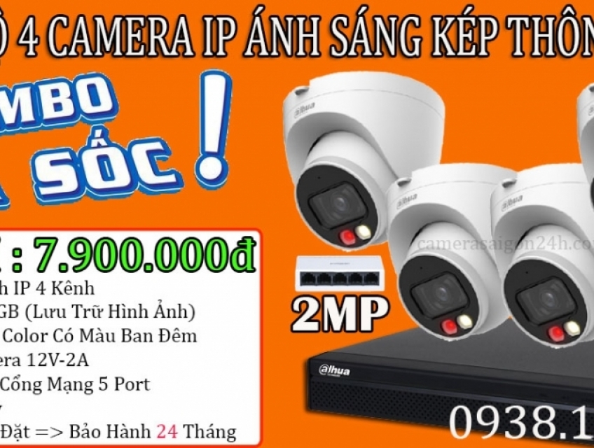 Trọn Bộ 4 Camera IP Ánh Sáng Kép Thông Minh Giá Rẻ
