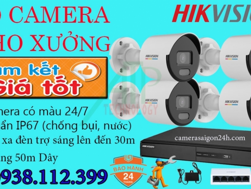 Bộ 4 Camera IP FULL COLOR - Tích Hợp MIC Ghi Âm