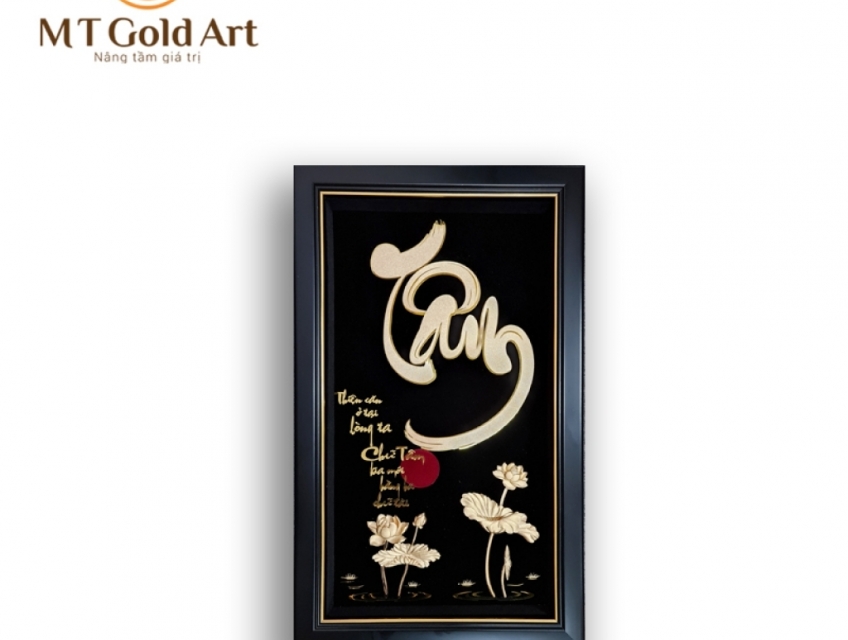 TRanh Chữ Thư Pháp Dát Vàng 24k- Món Quà Tặng Cao Cấp, sang trọng