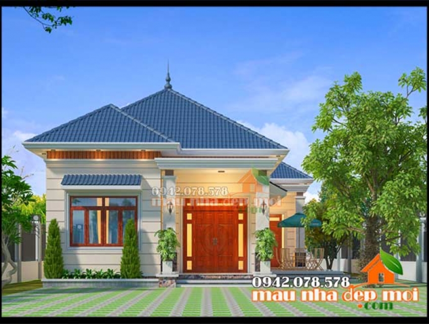 Mẫu thiết kế biệt thự vườn đẹp 160m2 kiến trúc mái Nhật ở nông thôn