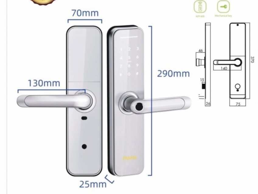 Khóa vân tay PRAMA P15 dùng cho cửa gỗ và cửa sắt