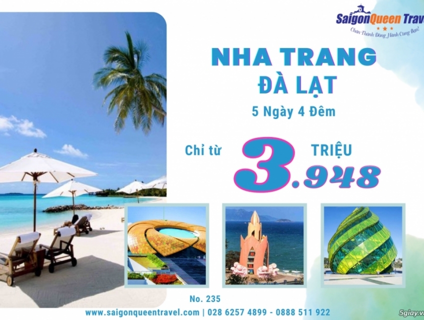 TOUR DU LỊCH NHA TRANG – ĐÀ LẠT 5 NGÀY 4 ĐÊM
