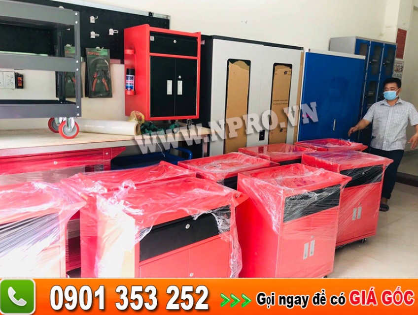 Xe đẩy, tủ đựng đồ nghề di động npro loại 3 ngăn