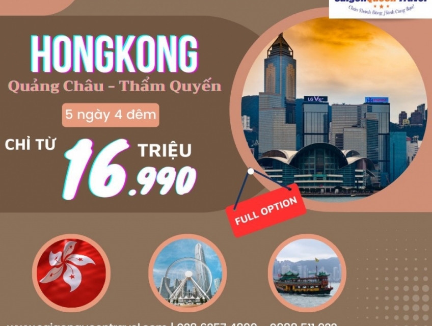 TOUR DU LỊCH HONGKONG – QUẢNG CHÂU – THẨM QUYẾN 5N4Đ