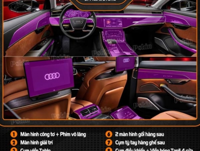 Dán PPF nội thất Audi A8 2019-2023 chống xước tốt