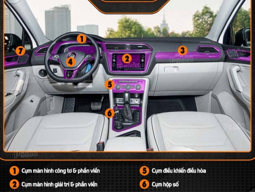 Dán nội thất ô tô Volkswagen Tiguan 2017-2021 PPF chống xước tốt