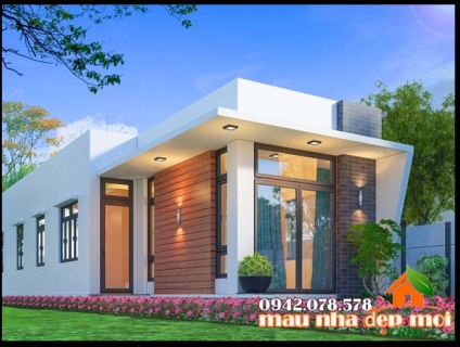 Mẫu nhà cấp 4 mái tôn chữ L đẹp 5x20m kiến trúc hiện đại