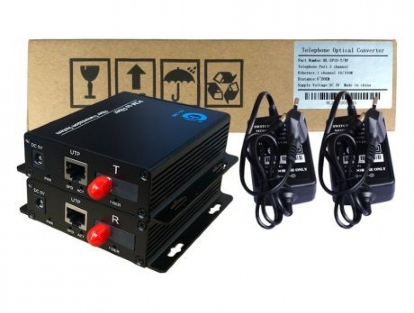 Bộ chuyển đổi quang thoại 2 Kênh (FXO/FXS 2-channel telephone) 1 Cổng