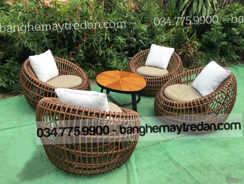 Bàn ghế cafe nhựa giả mây để ngoài trời cao cấp