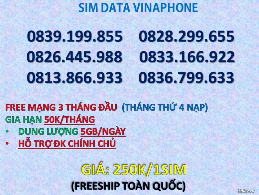 SIM BIG50Y data thoải mái, dùng toàn quốc