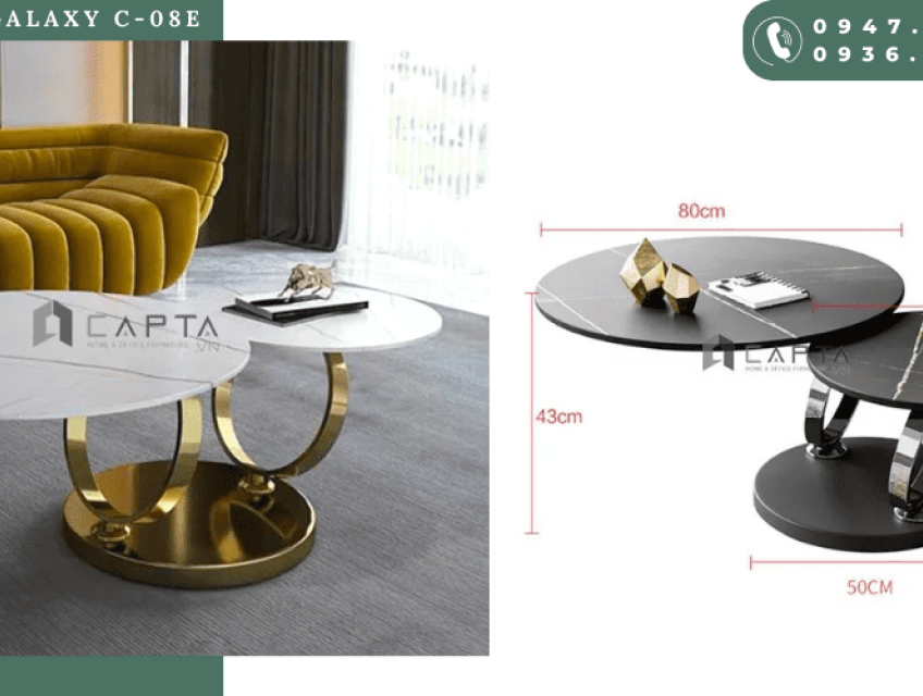 Bộ Bàn Trà Đôi Mặt Đá Phiến Nhập Khẩu Cho Phòng Khách