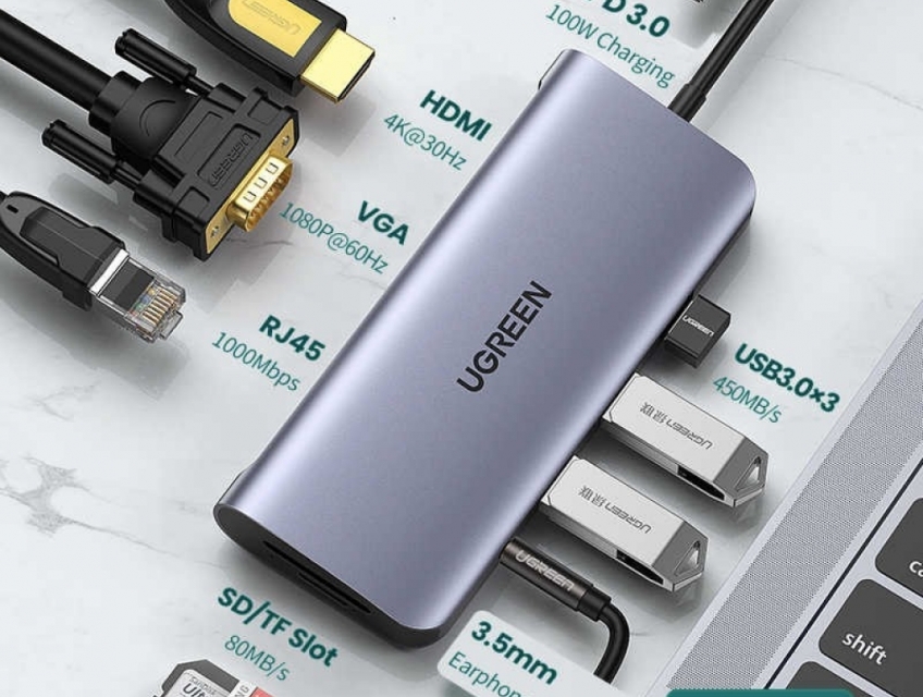 Cáp chuyển đổi USB type C (USB 3.1) 10 IN 1 Ugreen 80133