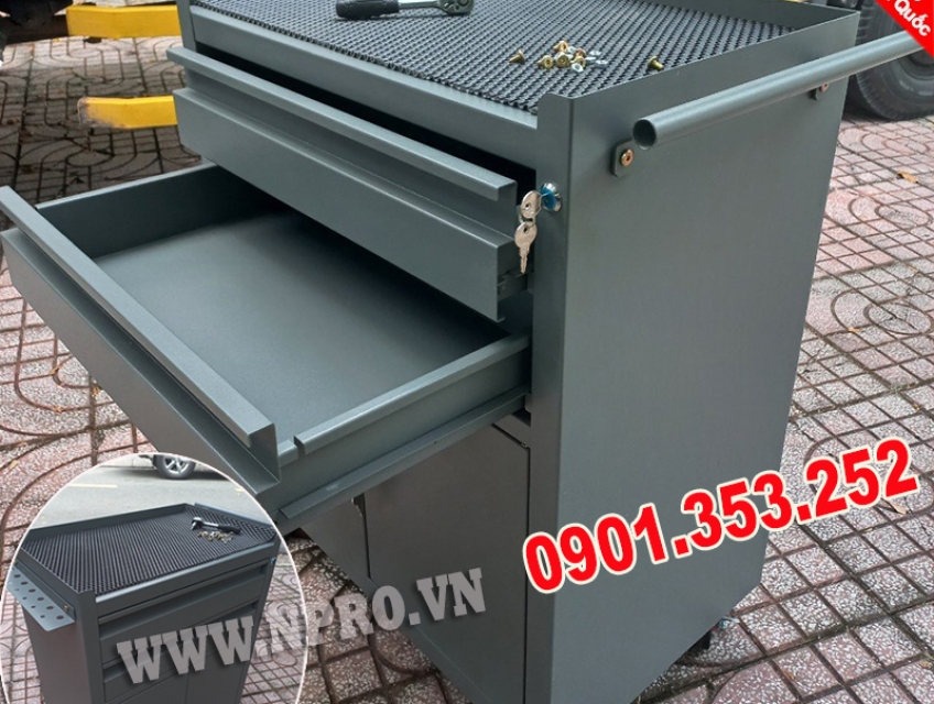 Tủ chứa vật tư đồ nghề 3 ngăn di động