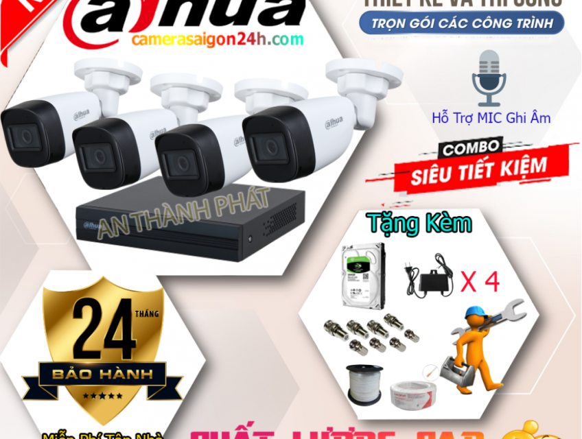 Combo Bộ 4 Camera Ghi Âm Siêu Tiết Kiệm