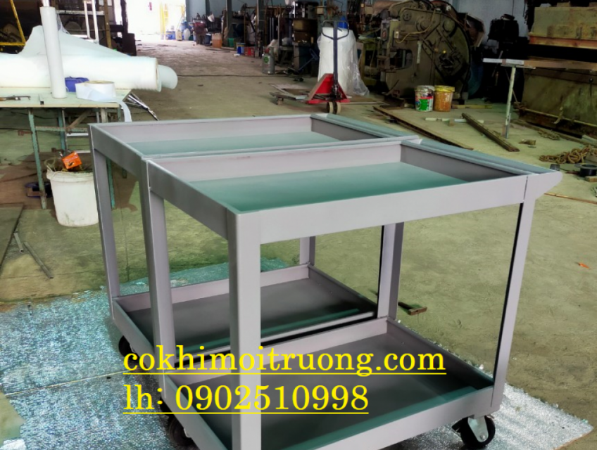Xe đẩy 2 tầng đựng phụ tùng linh kiện .