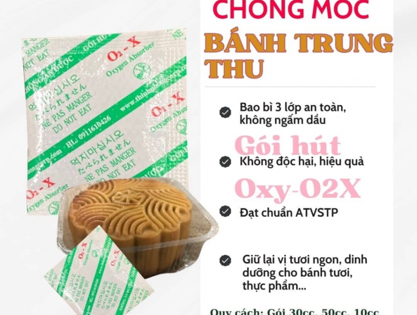 gói hút oxy - gói hút ẩm 50cc cho bánh trung thu