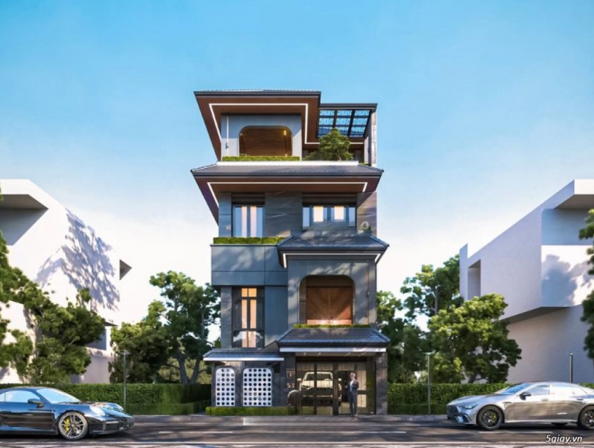 Mẫu thiết kế biệt thự 4 tầng đẹp, sang trọng