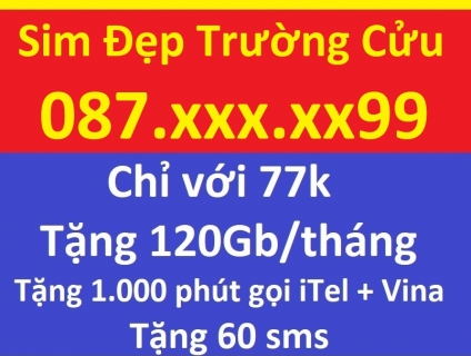 Sim iTel đẹp chỉ từ 100k, Đuôi đẹp: 66, 88, 99,68, 86, 79, 89...