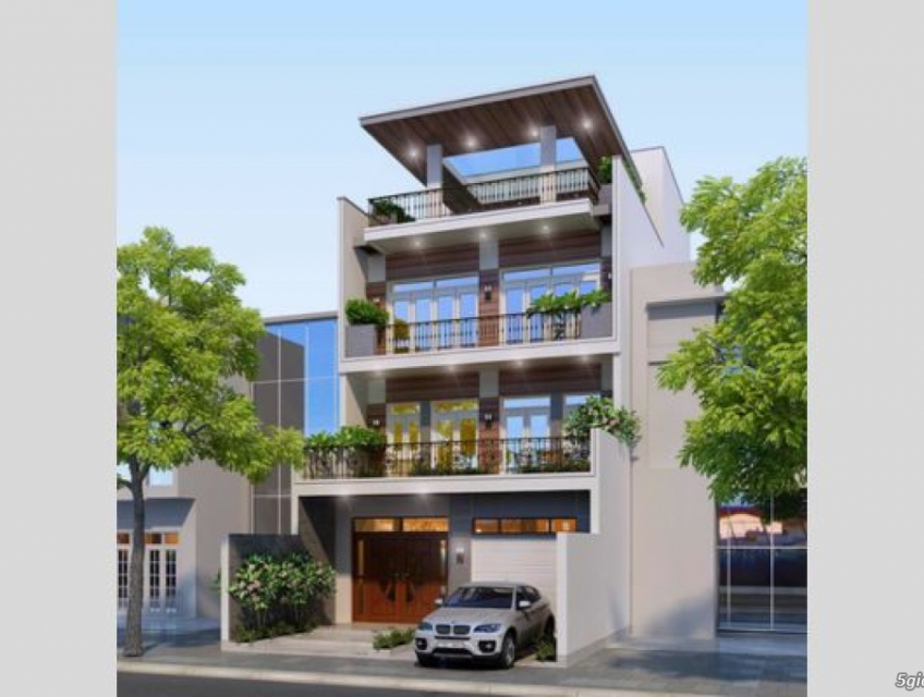 Mẫu thiết kế bệt thự mái bằng 4 tầng đẹp