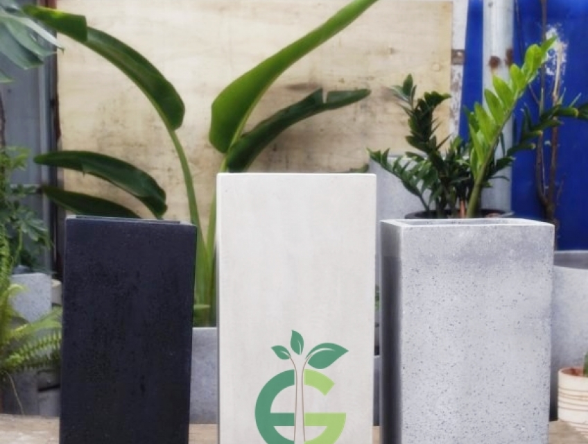 Chậu Xi Măng Nhẹ Hình Trụ Vuông