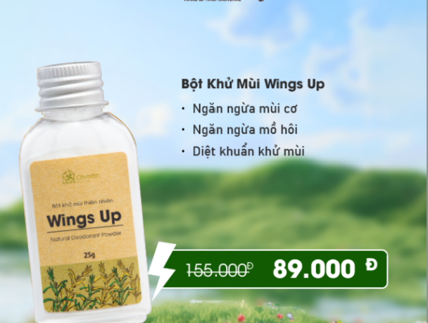 Bột Khử Mùi Wings Up Khử Mùi Hôi Cỏ Mềm 25g