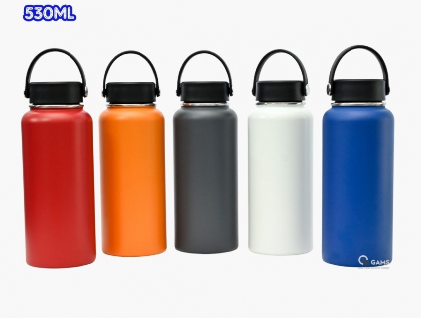 Bình giữ nhiệt nắp quai xách 530ml in khắc logo theo yêu cầu - mẫu mới