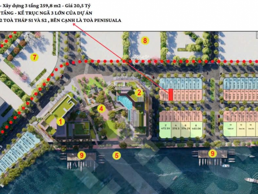 Bán shophouse tại Sun Symphony Residence, 20,5 tỷ, 259,8 m2 chiết